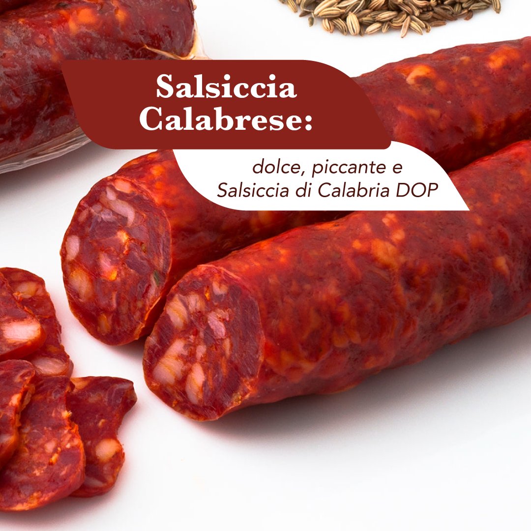 Salsiccia calabrese a catena, intera e affettata, con semi di finocchietto