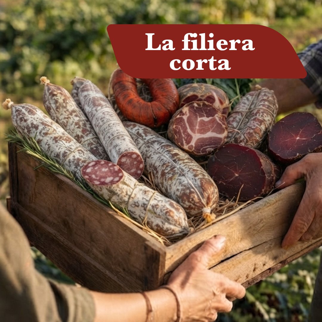 Filiera corta: cassetta di legno con salumi di Suino Nero consegnata a mano dal produttore