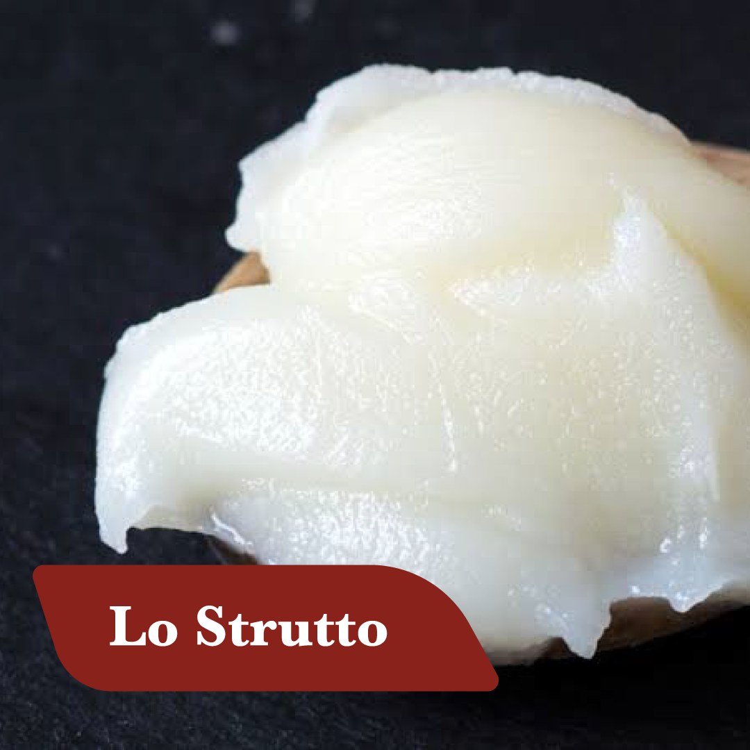 Strutto di maiale bianco e compatto appena solidificato